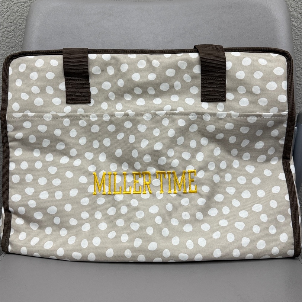 Thirty-One Polka Dot insulated Storage Tote - Brown and White